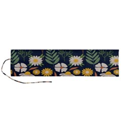 Flower Grey Pattern Floral Roll Up Canvas Pencil Holder (l)