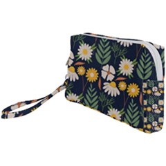 Flower Grey Pattern Floral Wristlet Pouch Bag (small)