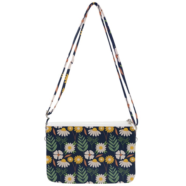 Flower Grey Pattern Floral Double Gusset Crossbody Bag