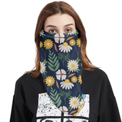 Flower Grey Pattern Floral Face Covering Bandana (triangle) by Dutashop