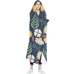 Flower Grey Pattern Floral Wearable Blanket by Dutashop