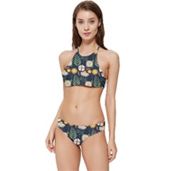 Flower Grey Pattern Floral Banded Triangle Bikini Set