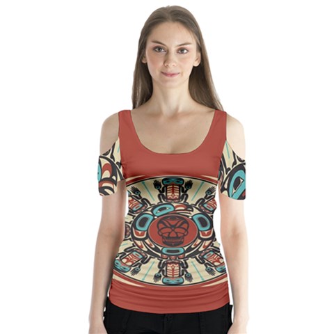 Skull Grateful Dead Phone Gratefuldead Butterfly Sleeve Cutout T-shirt  by Sarkoni