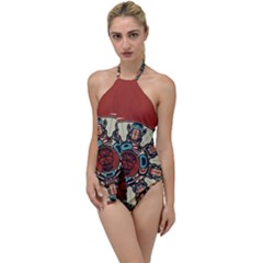 Skull Grateful Dead Phone Gratefuldead Go With The Flow One Piece Swimsuit by Sarkoni