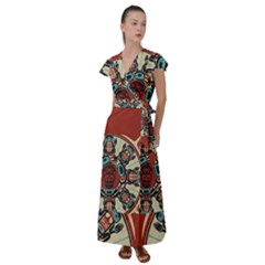 Skull Grateful Dead Phone Gratefuldead Flutter Sleeve Maxi Dress by Sarkoni