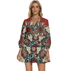 Skull Grateful Dead Phone Gratefuldead V-neck Placket Mini Dress by Sarkoni