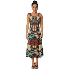 Skull Grateful Dead Phone Gratefuldead Tie-strap Tiered Midi Chiffon Dress by Sarkoni