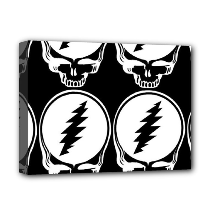 Black And White Deadhead Grateful Dead Steal Your Face Pattern Deluxe Canvas 16  x 12  (Stretched) 