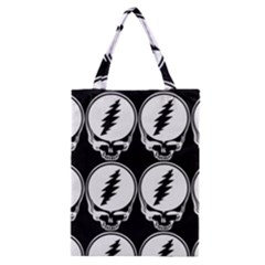 Black And White Deadhead Grateful Dead Steal Your Face Pattern Classic Tote Bag by Sarkoni