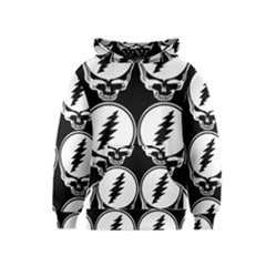 Black And White Deadhead Grateful Dead Steal Your Face Pattern Kids  Pullover Hoodie by Sarkoni