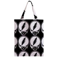 Black And White Deadhead Grateful Dead Steal Your Face Pattern Zipper Classic Tote Bag by Sarkoni