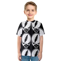 Black And White Deadhead Grateful Dead Steal Your Face Pattern Kids  Sport Mesh T-shirt