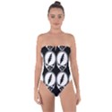 Black And White Deadhead Grateful Dead Steal Your Face Pattern Tie Back One Piece Swimsuit View1