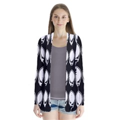 Black And White Deadhead Grateful Dead Steal Your Face Pattern Drape Collar Cardigan by Sarkoni