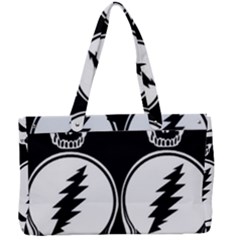 Black And White Deadhead Grateful Dead Steal Your Face Pattern Canvas Work Bag by Sarkoni