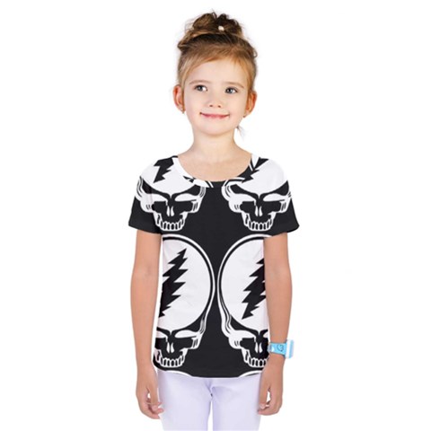 Black And White Deadhead Grateful Dead Steal Your Face Pattern Kids  One Piece T-shirt by Sarkoni