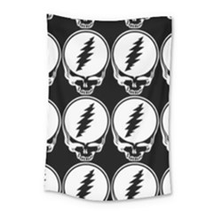 Black And White Deadhead Grateful Dead Steal Your Face Pattern Small Tapestry by Sarkoni