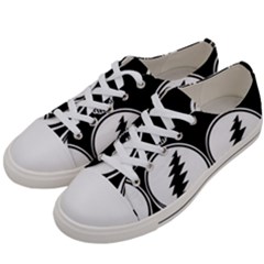 Black And White Deadhead Grateful Dead Steal Your Face Pattern Men s Low Top Canvas Sneakers by Sarkoni