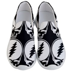 Black And White Deadhead Grateful Dead Steal Your Face Pattern Men s Lightweight Slip Ons by Sarkoni