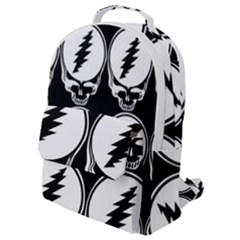 Black And White Deadhead Grateful Dead Steal Your Face Pattern Flap Pocket Backpack (small) by Sarkoni