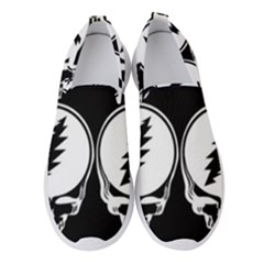 Black And White Deadhead Grateful Dead Steal Your Face Pattern Women s Slip On Sneakers by Sarkoni