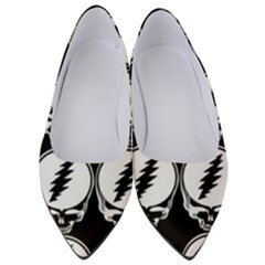 Black And White Deadhead Grateful Dead Steal Your Face Pattern Women s Low Heels by Sarkoni