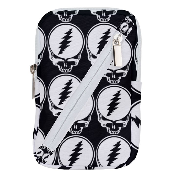 Black And White Deadhead Grateful Dead Steal Your Face Pattern Belt Pouch Bag (Large)