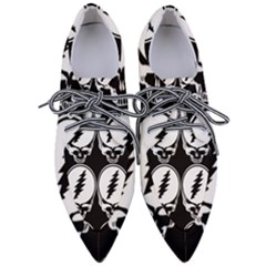 Black And White Deadhead Grateful Dead Steal Your Face Pattern Pointed Oxford Shoes by Sarkoni