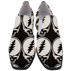 Black And White Deadhead Grateful Dead Steal Your Face Pattern Women Slip On Heel Loafers by Sarkoni