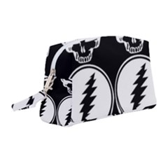 Black And White Deadhead Grateful Dead Steal Your Face Pattern Wristlet Pouch Bag (medium) by Sarkoni