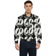 Black And White Deadhead Grateful Dead Steal Your Face Pattern Men s Long Sleeve Pocket Shirt  by Sarkoni