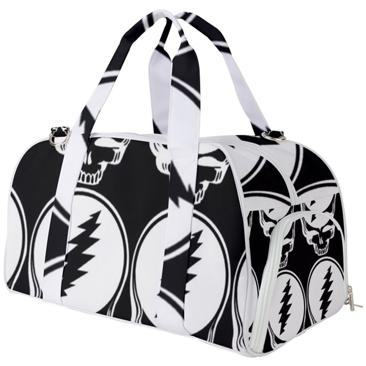 Black And White Deadhead Grateful Dead Steal Your Face Pattern Burner Gym Duffel Bag