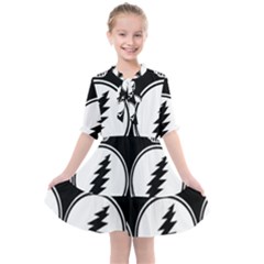 Black And White Deadhead Grateful Dead Steal Your Face Pattern Kids  All Frills Chiffon Dress by Sarkoni