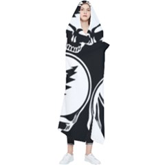 Black And White Deadhead Grateful Dead Steal Your Face Pattern Wearable Blanket by Sarkoni