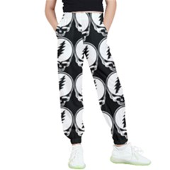 Black And White Deadhead Grateful Dead Steal Your Face Pattern Kids  Joggers by Sarkoni