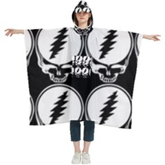 Black And White Deadhead Grateful Dead Steal Your Face Pattern Women s Hooded Rain Ponchos by Sarkoni