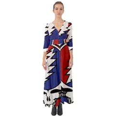 Grateful Dead Button Up Boho Maxi Dress by Sarkoni