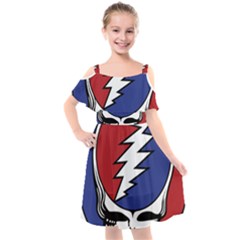 Grateful Dead Kids  Cut Out Shoulders Chiffon Dress by Sarkoni