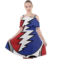 Grateful Dead Cut Out Shoulders Chiffon Dress by Sarkoni