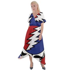 Grateful Dead Cross Front Sharkbite Hem Maxi Dress by Sarkoni