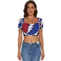 Grateful Dead Short Sleeve Square Neckline Crop Top  View1