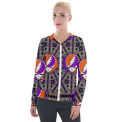 Gratefuldead Grateful Dead Pattern Velvet Zip Up Jacket by Sarkoni