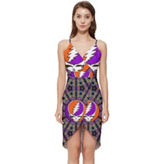 Gratefuldead Grateful Dead Pattern Wrap Frill Dress by Sarkoni