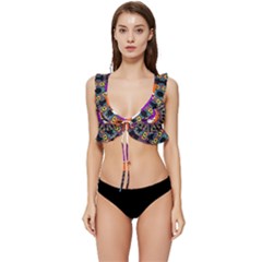 Gratefuldead Grateful Dead Pattern Low Cut Ruffle Edge Bikini Top by Sarkoni