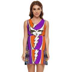 Gratefuldead Grateful Dead Pattern Tiered Sleeveless Mini Dress by Sarkoni