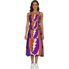 Gratefuldead Grateful Dead Pattern Sleeveless Shoulder Straps Boho Dress by Sarkoni