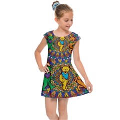 Grateful Dead Pattern Kids  Cap Sleeve Dress