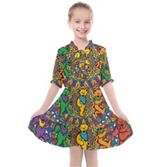 Grateful Dead Pattern Kids  All Frills Chiffon Dress