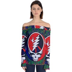 Grateful Dead - Off Shoulder Long Sleeve Top by Sarkoni