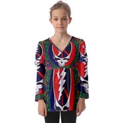 Grateful Dead - Kids  V Neck Casual Top by Sarkoni